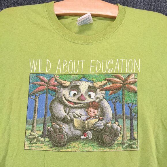 Gildan Wild About Education T-Shirt Mens Medium Short Sleeve Green Indianapolis - Picture 3 of 11